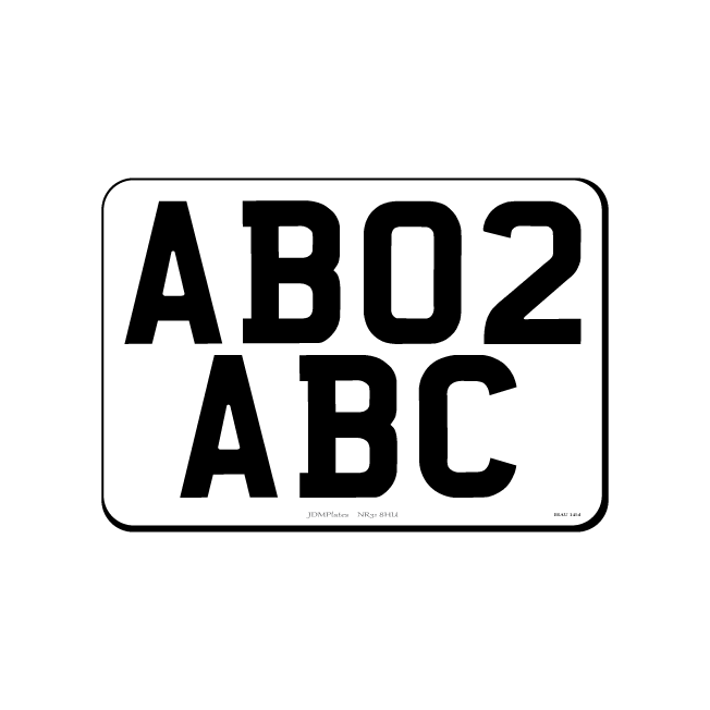 Small & Legal Number Plates For Imported Vehicles – White – Front – – 226w x 156hmm – JDM Plates