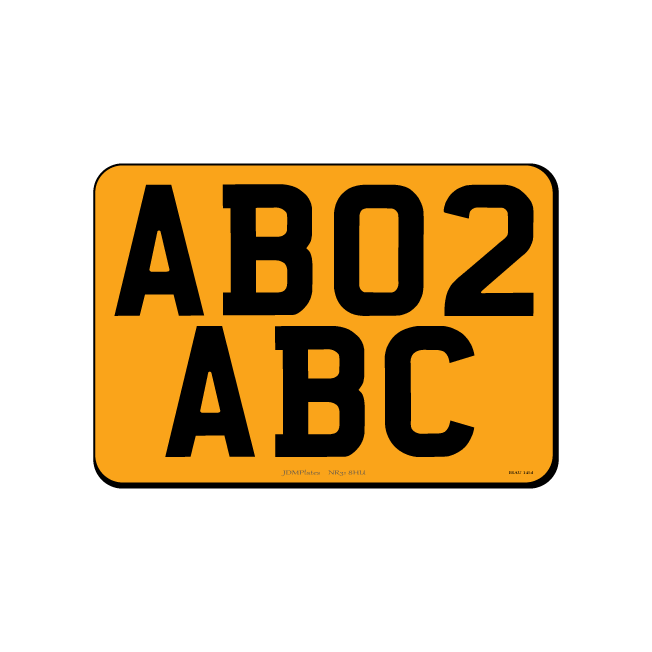 Small & Legal Number Plates For Imported Vehicles – Yellow – Rear – – 226w x 156hmm – JDM Plates