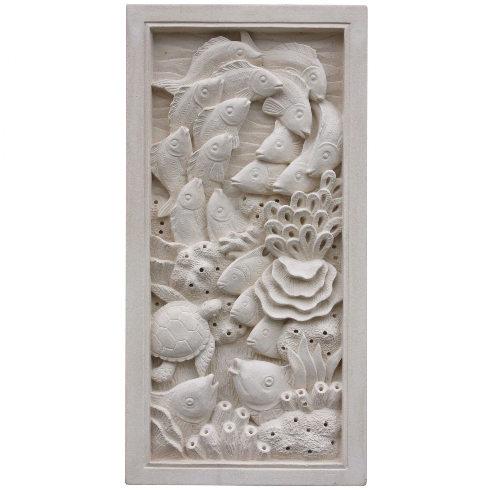 Hand carved stone wall plaque – Coral Reef