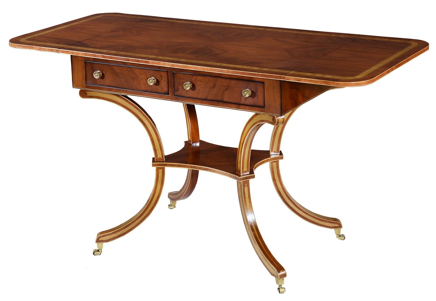 Sheraton style mahogany sofa table