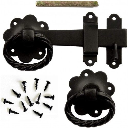Black Finish Gate Ring Twisted Latch Pack Catch Metal for Outdoor Gates – Golden Grace – My Door Handles