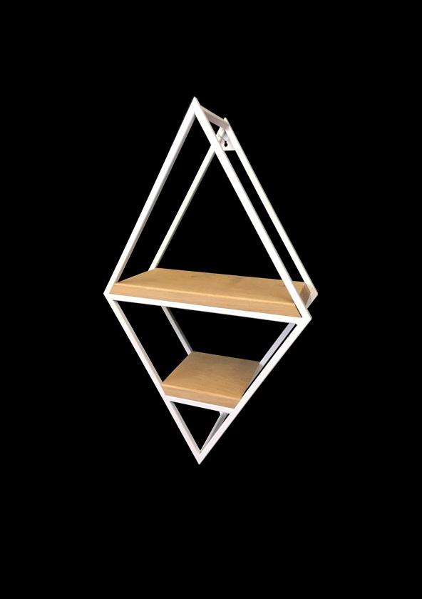 Industrial Geometric Shelf – European Oak Diamond – Acumen Collection Black – Acumen Collection