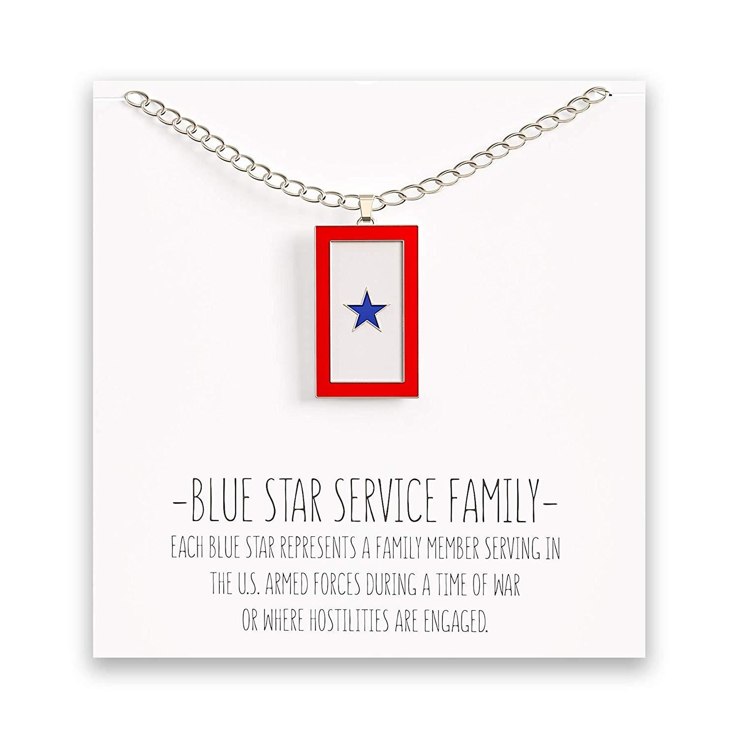 Blue Star Service Flag Necklace – One, Two & Three Stars One Blue Star – Happy Kisses