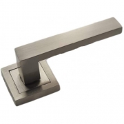 1 Pair Of Delta Door Handles On Square Rose in Stunning Satin Stainless Steel Finish Finish Complete With Fixing Screws – Golden Grace – My Door