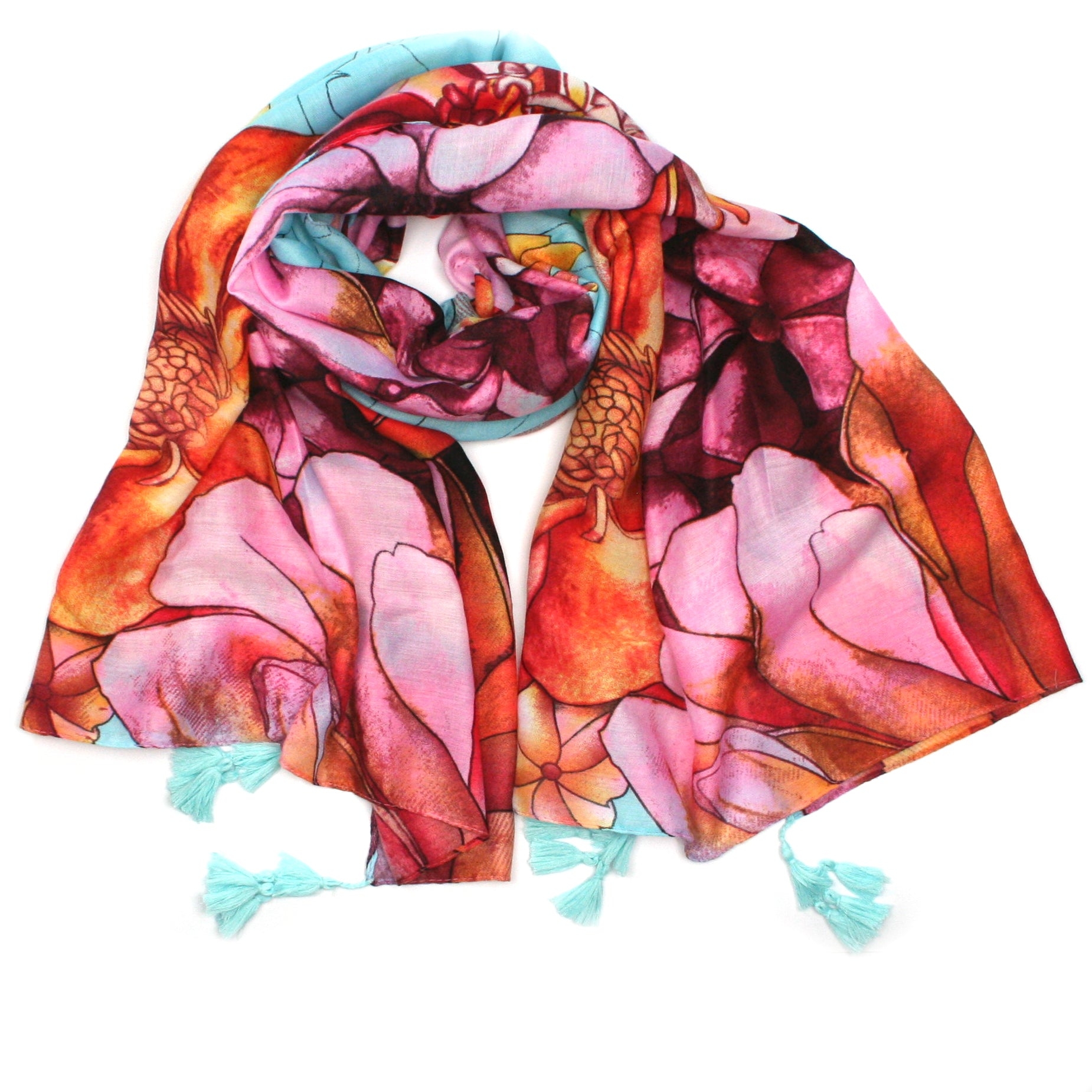 Large Bold Flower Scarf Shawl Pink – Stylish & Luxurious – Unisex – The Scarf Giraffe