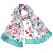 English Summer Garden Flowers Scarf Green – Stylish & Luxurious – Unisex – The Scarf Giraffe