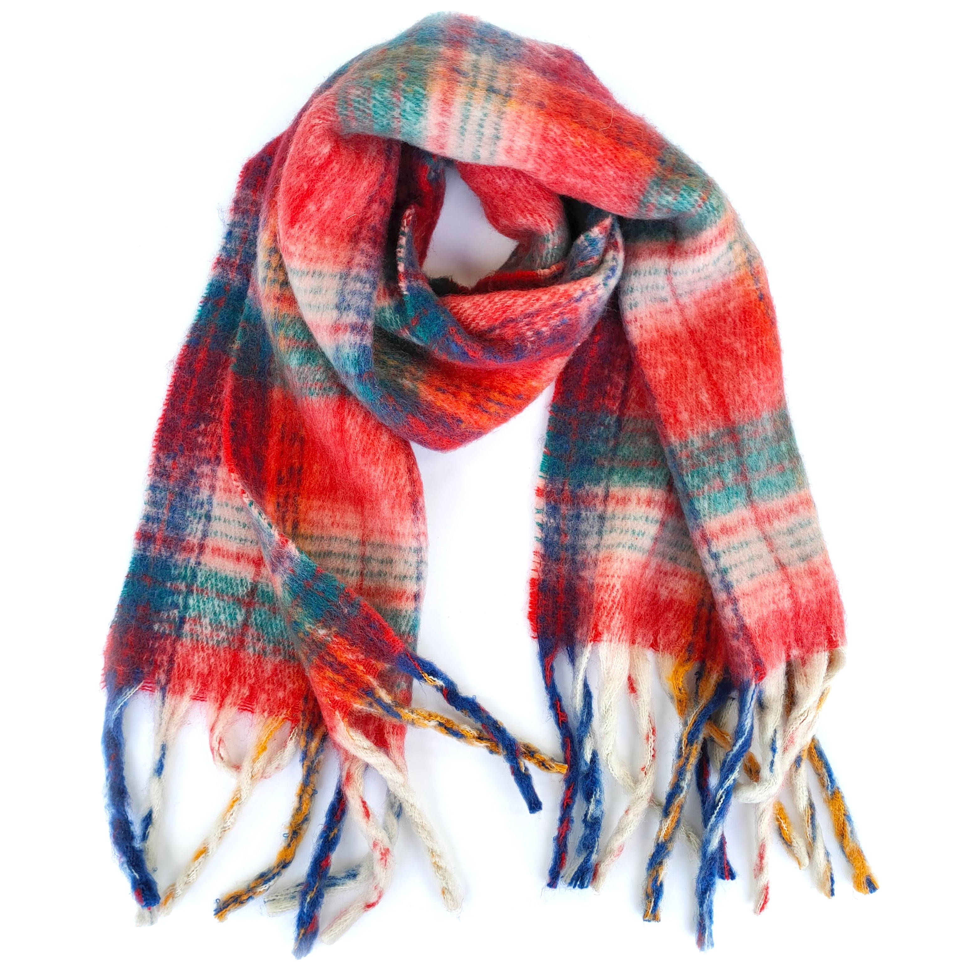 Beaupre – Extra Thick Check Scarf Red – Stylish & Luxurious – Unisex – The Scarf Giraffe