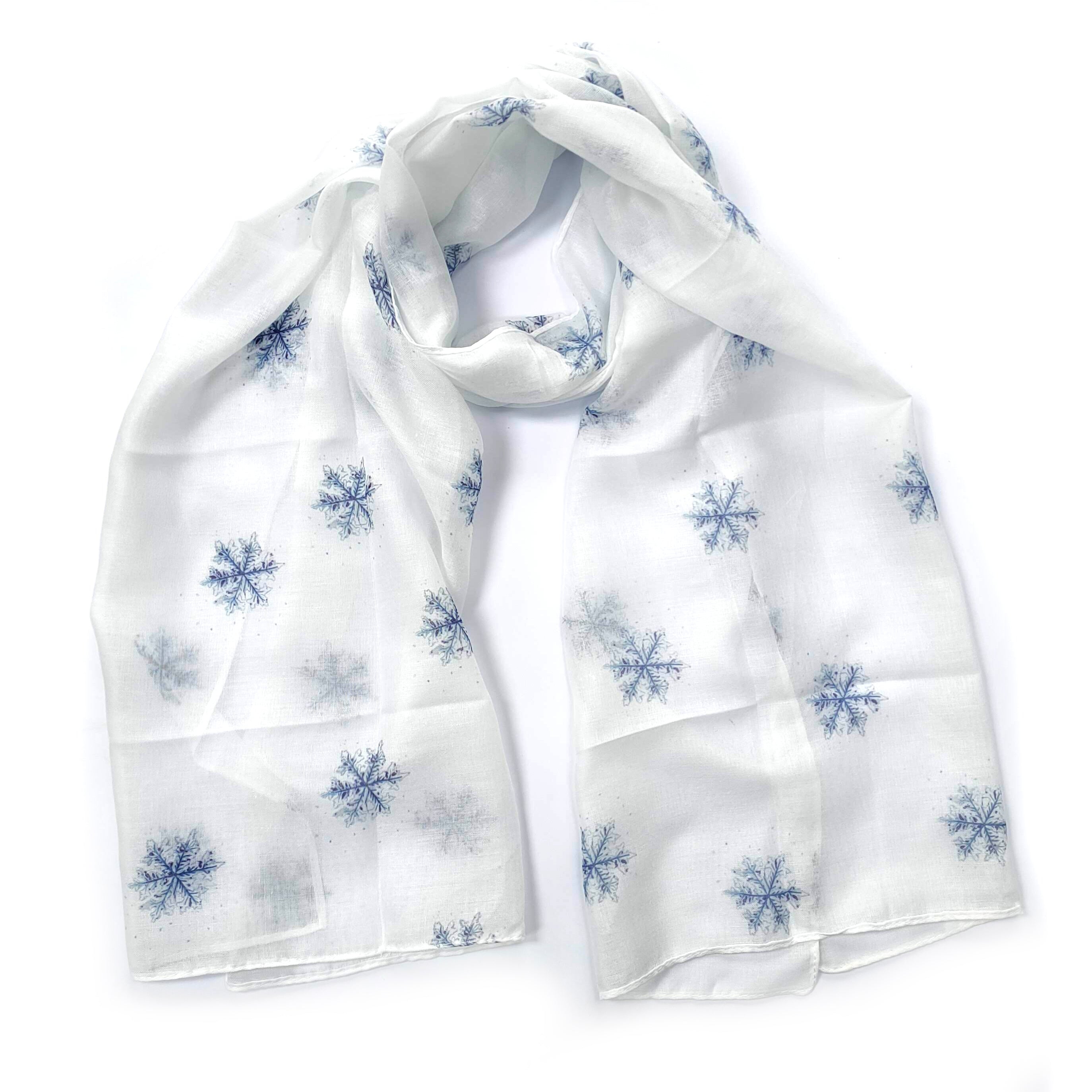 Snowflake Scarf – British Artists Design White – Stylish & Luxurious – Unisex – The Scarf Giraffe