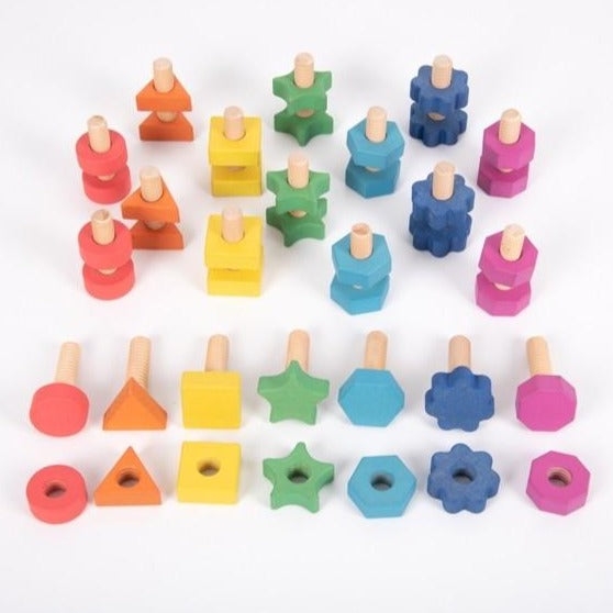 Tickit Wooden Nuts and Bolts 7pcs (one of each) – Children’s Learning & Vocational Sensory Toys, Aged 0-8 Years
