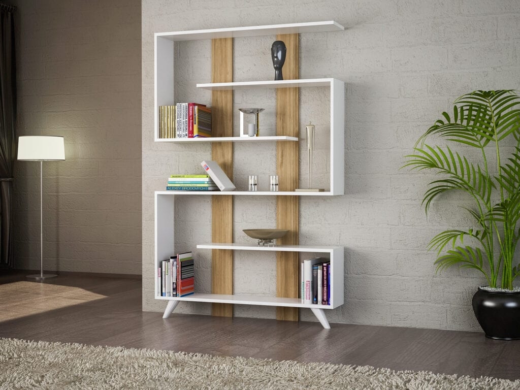 Bookshelf Rain – White & Walnut