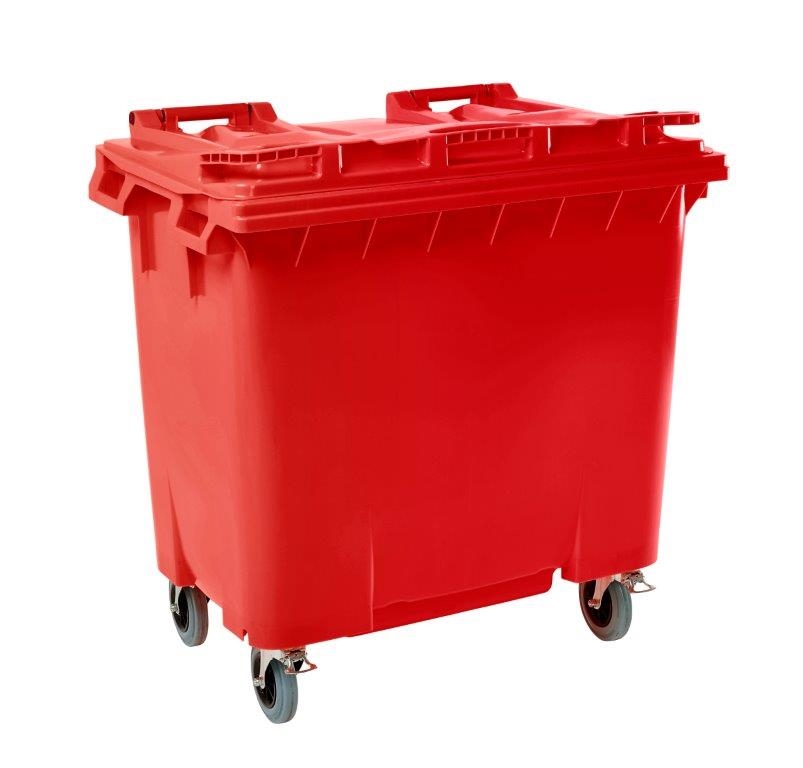 770L Four Wheel Plastic Bin – Red