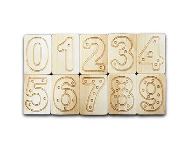 Number Tiles with Holes – Children’s Toys By Wood Bee Nice