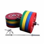 Olympic Barbell Set | 100kg Colour Plates with 7ft Barbell – Fitness Equipment Dublin