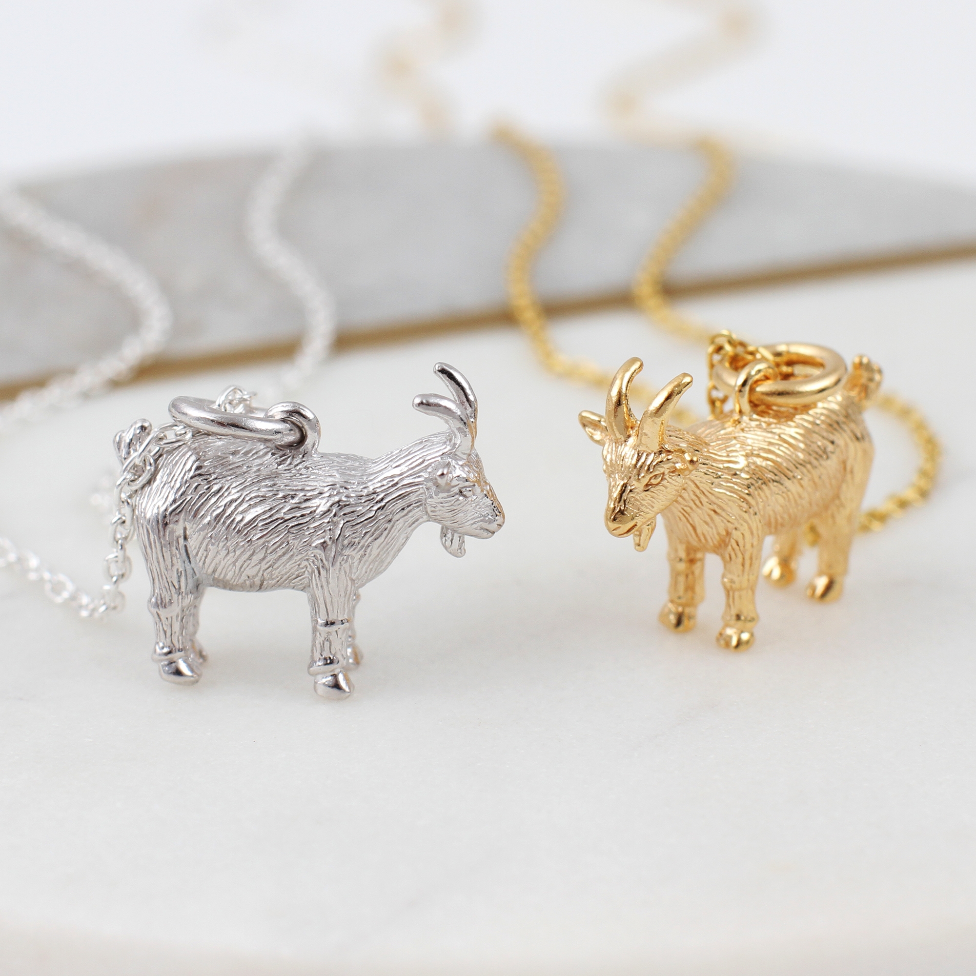 Sterling Silver or 18ct Yellow Gold Plated Chinese Zodiac Goat Necklace – Hurley Burley