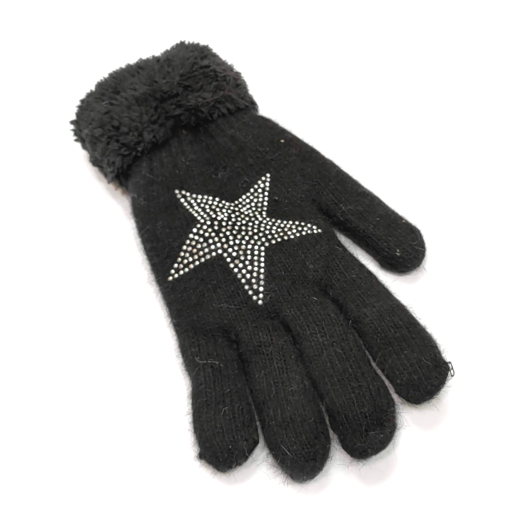 Star Faux Fur Gloves – Black – The Scarf Giraffe