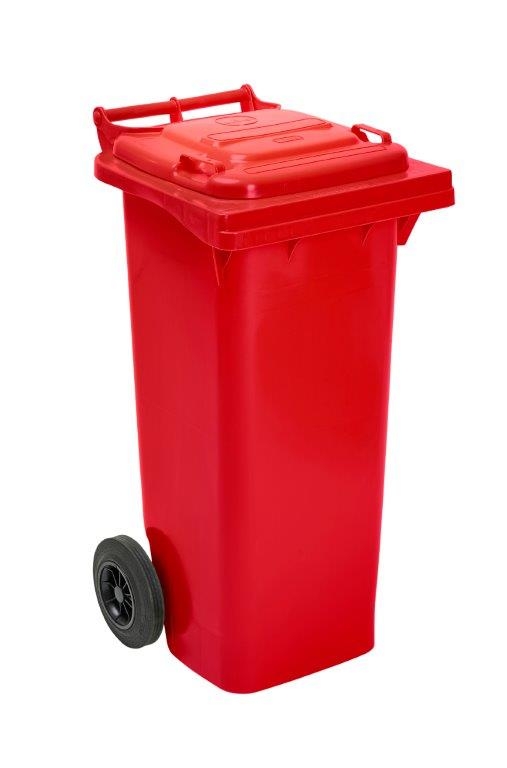 80L Two Wheel Plastic Bin – Red