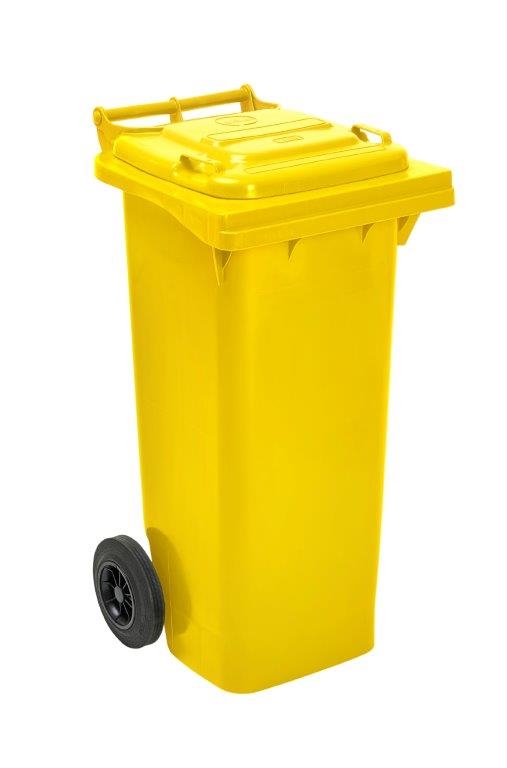 80L Two Wheel Plastic Bin – Yellow