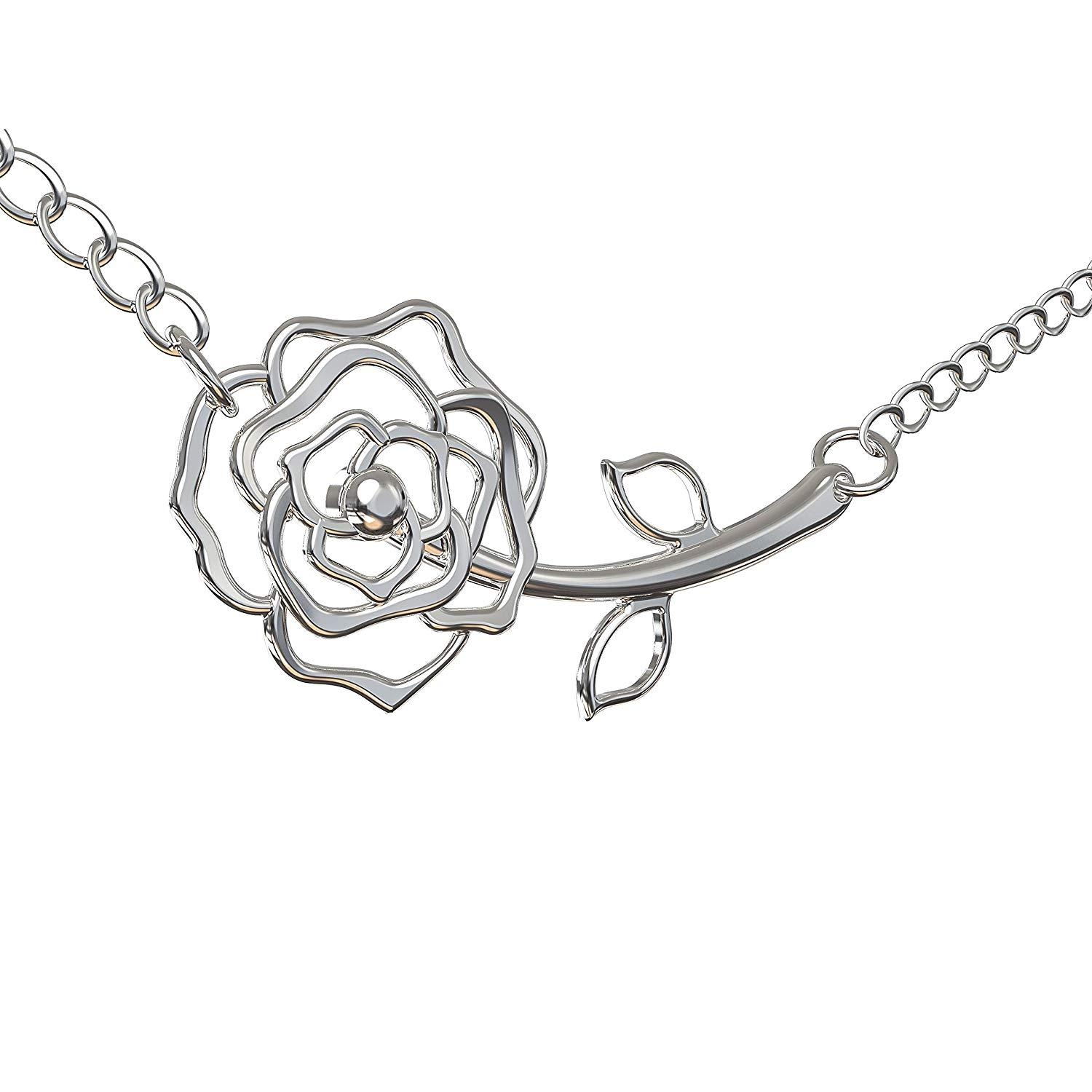 Rose Flower Necklace – Silver & Gold/Silver Silver – Happy Kisses