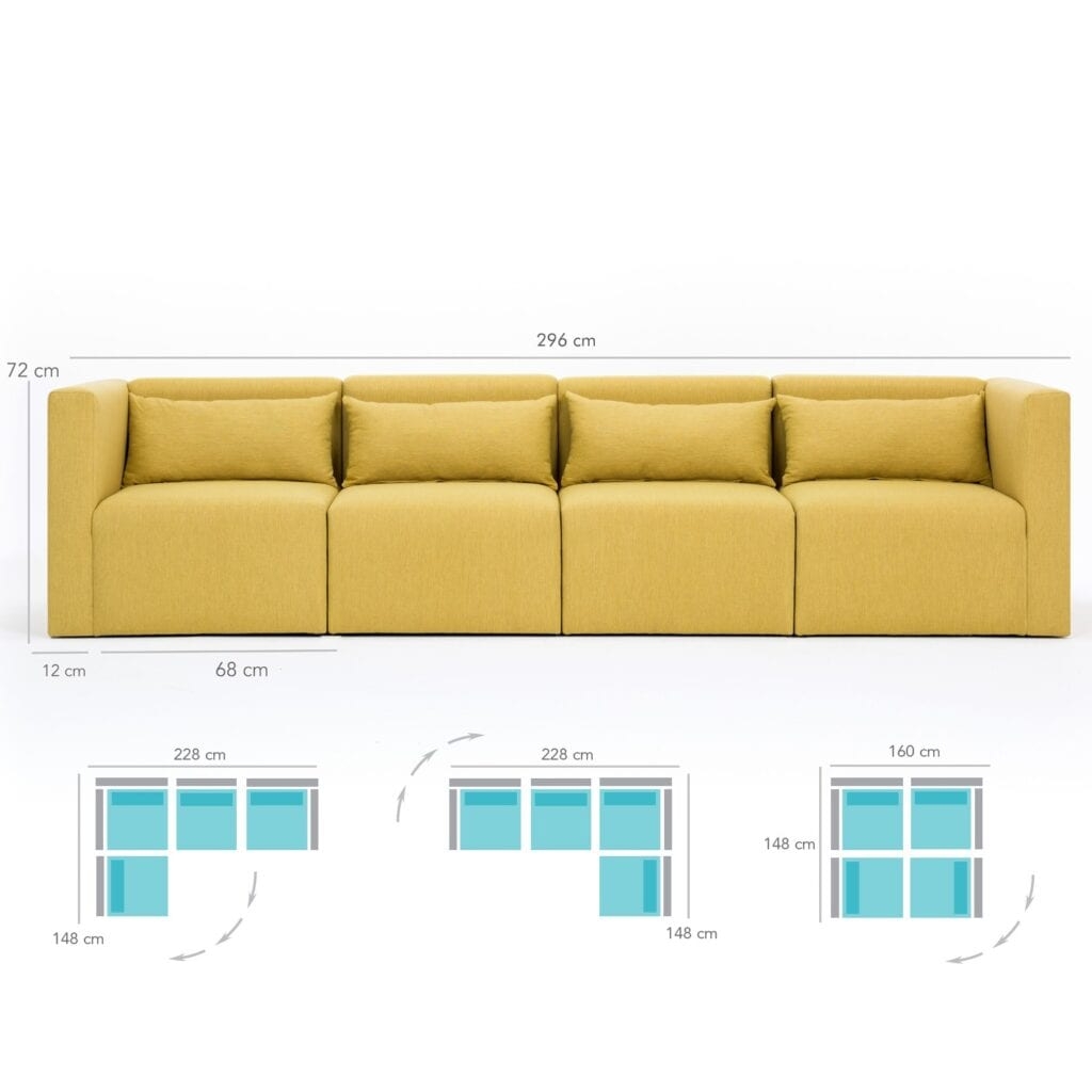 4-Seater Sofa – Plus Yellow