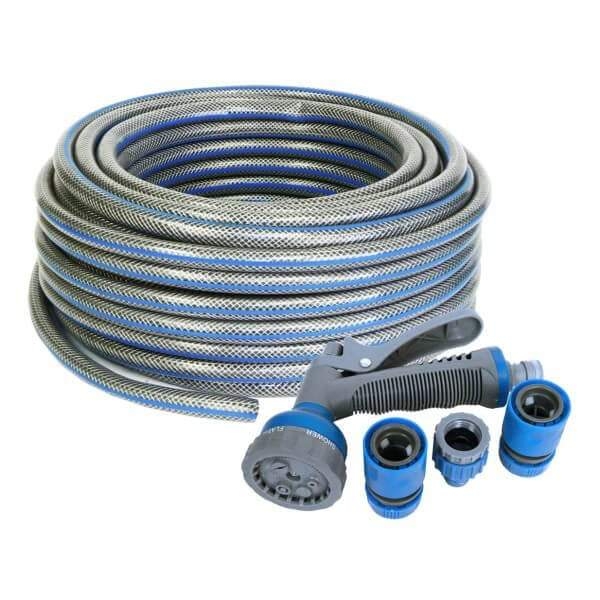 Rolson 30m Garden Hose Kit With Connectors And Spray Gun – Garden Accessory – Spare And Square