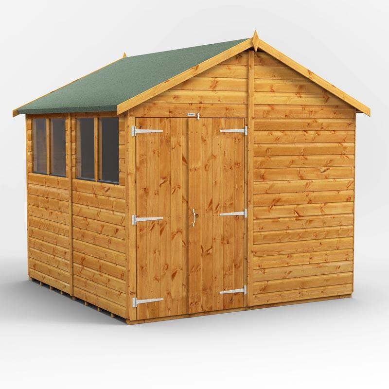 8×8 Power Premium Apex Shed, Double / Windows – Wooden – Powersheds – Spearhead Outdoors