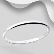 925 Solid Silver Plain Solid Hand Crafted Heavy Oval Bangle That Opens – Hidden Clasp/Hinge – The Silver Vault