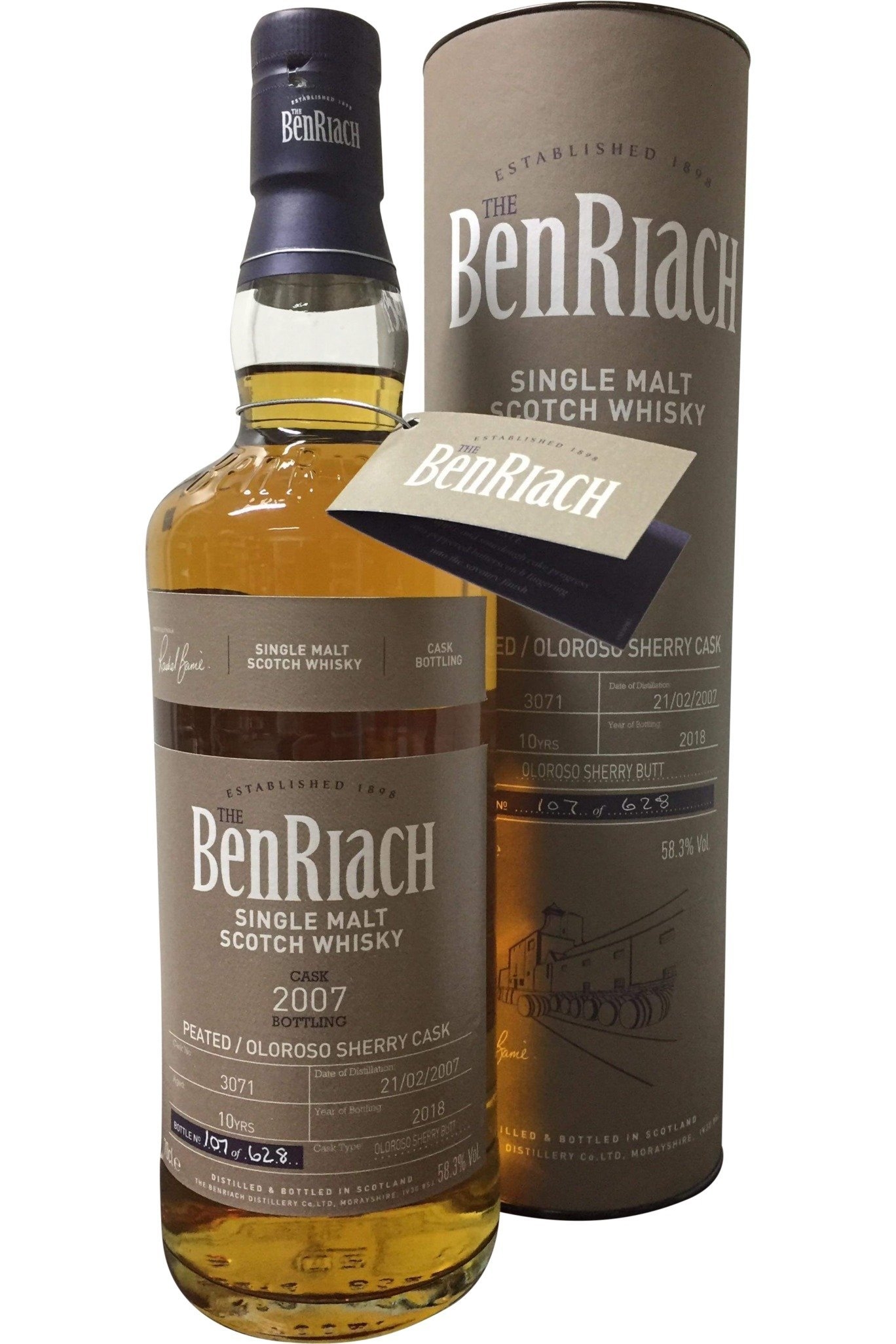 Benriach 10 Year Old Cask Bottling 2007 Peated Oloroso Sherry Cask #3071 | 58.3% 700ml