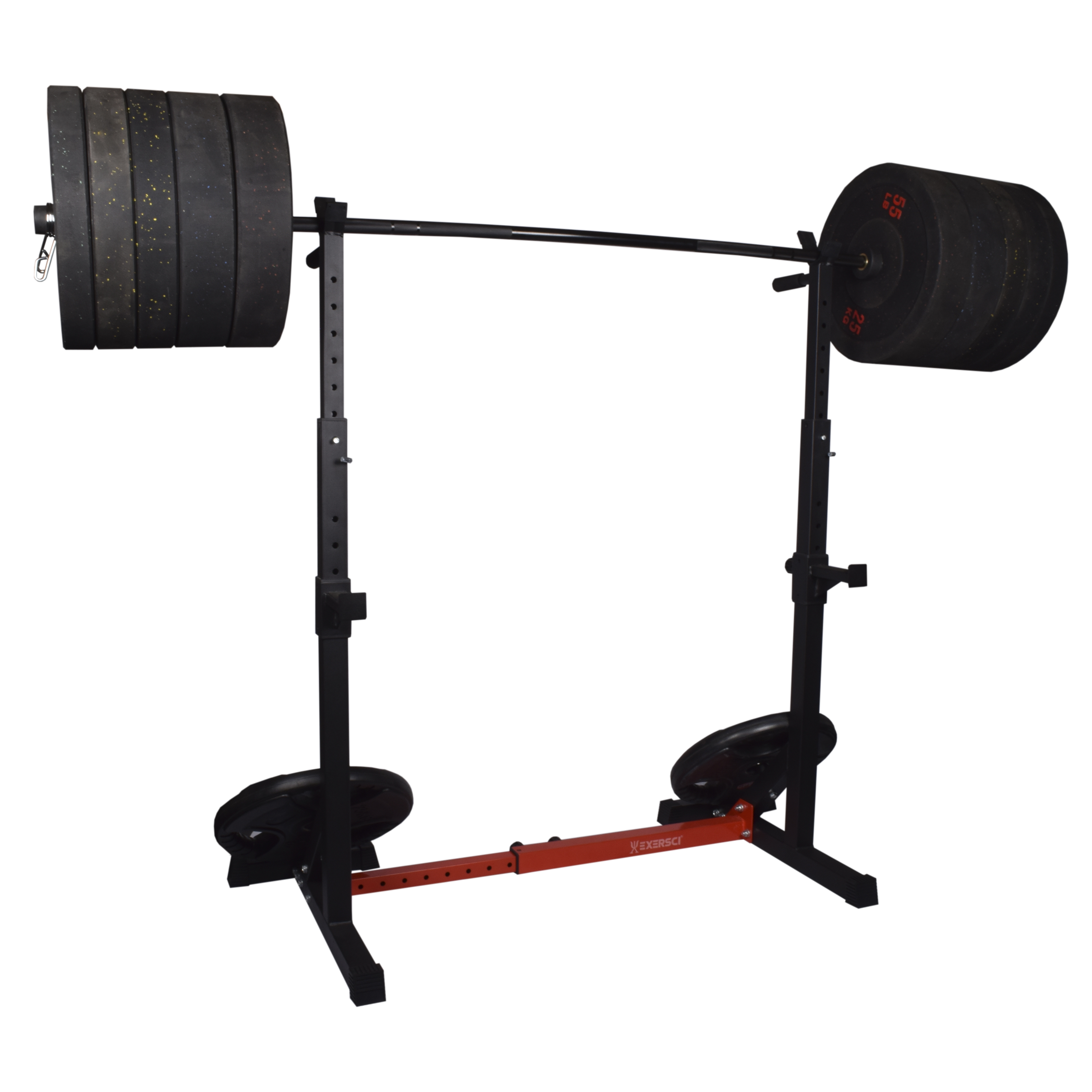 Exersci Heavy Duty Squat Rack with Dips and Storage Arms