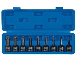 9 piece impact tx star socket bit set – 99184 – Draper