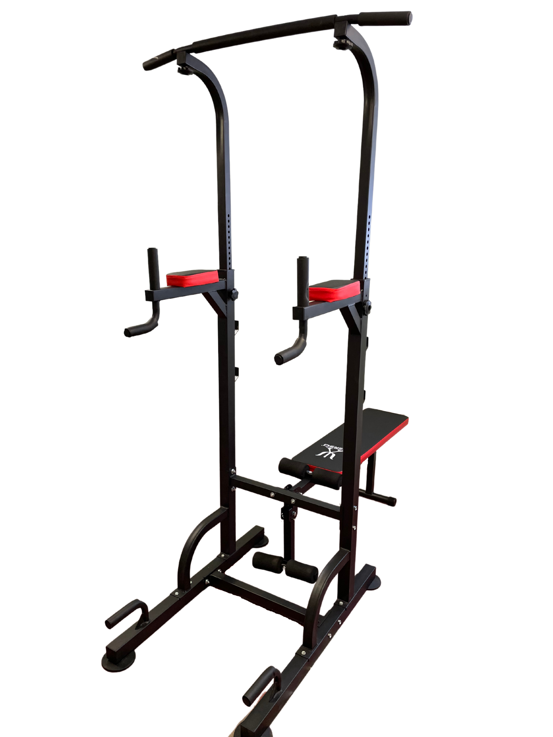 Exersci Pull Up and Dip Station with Foldable Bench