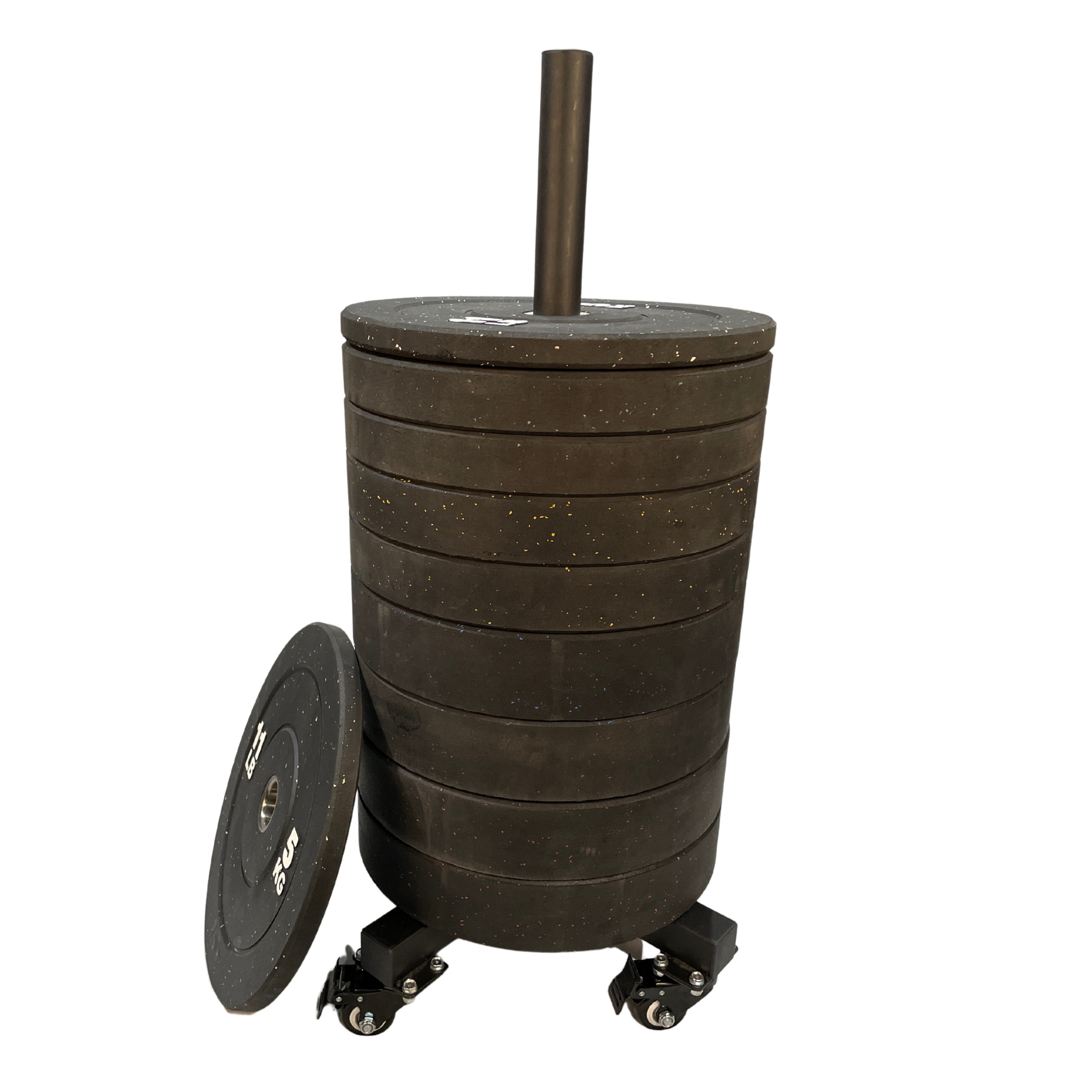 Exersci Olympic 2″ Weight Plate Storage Rack with Lockable Wheels