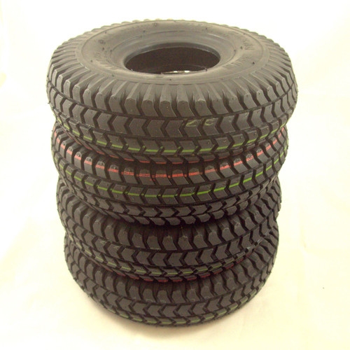 Set of 4 Black Block Tread Pneumatic Mobility Scooter Tyres Size 3.00-4 (300×4)(260×85) – Forest Mobility