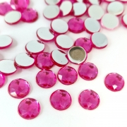 MajorCrafts 96pcs 10mm Rose Pink Star Facets Flat Back Round Acrylic Rhinestones A02