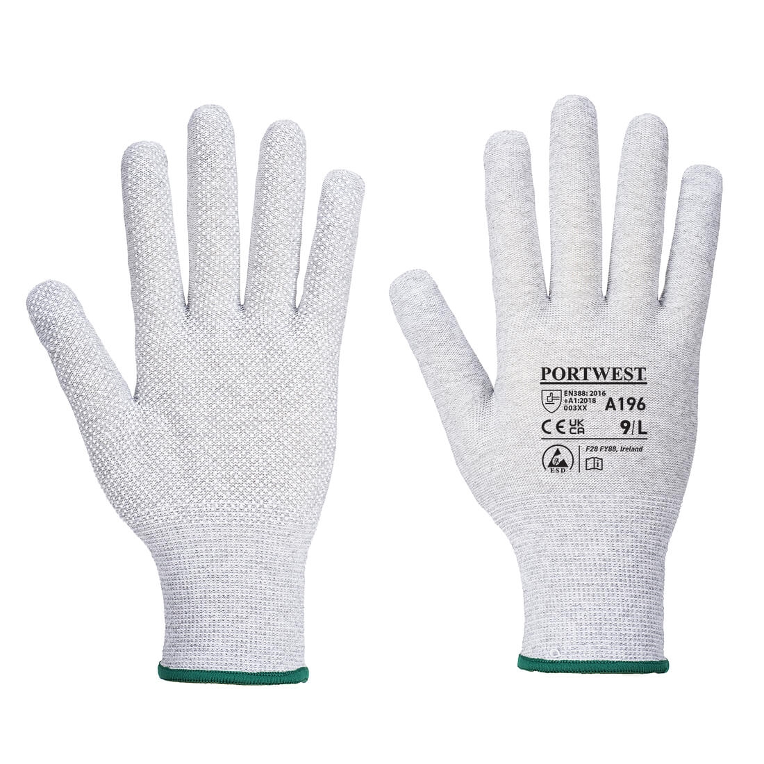 Antistatic Micro Dot Glove Grey/White – XS – Work Safety Protective Equipment – Portwest – Regus Supply