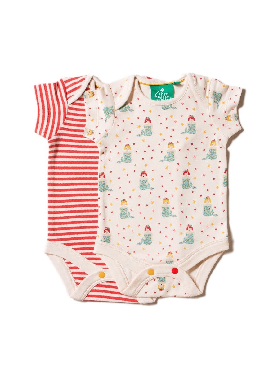 Little Green Radicals Baby Mermaid & The Starfish Bodysuit Vest Set – Cream – 9-12 months