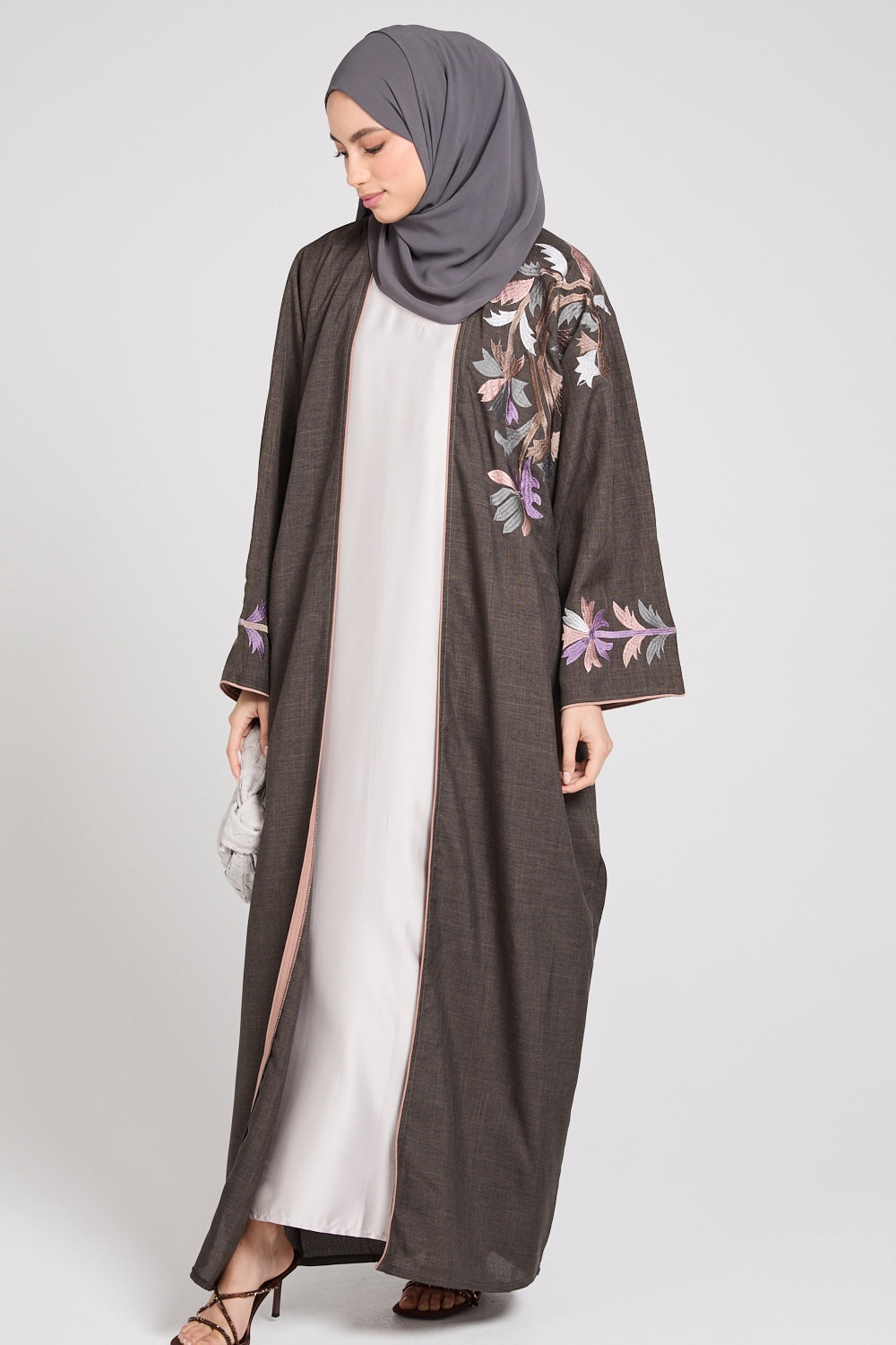 Forest Night Floral Embroidered Bisht, 62 / Polyester