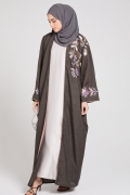Forest Night Floral Embroidered Bisht, 62 / Polyester
