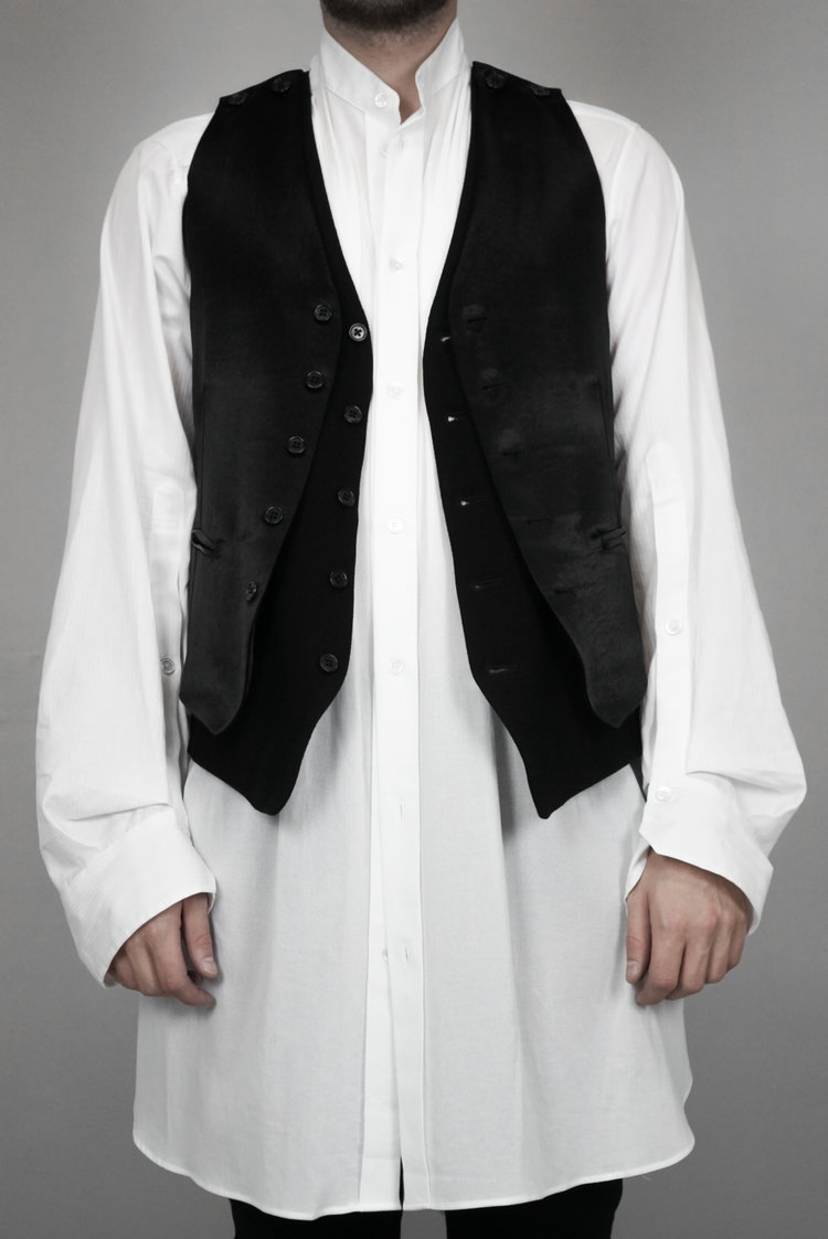 Ann Demeulemeester – Mens – Double Waistcoat – Black / White – Front Button Closing