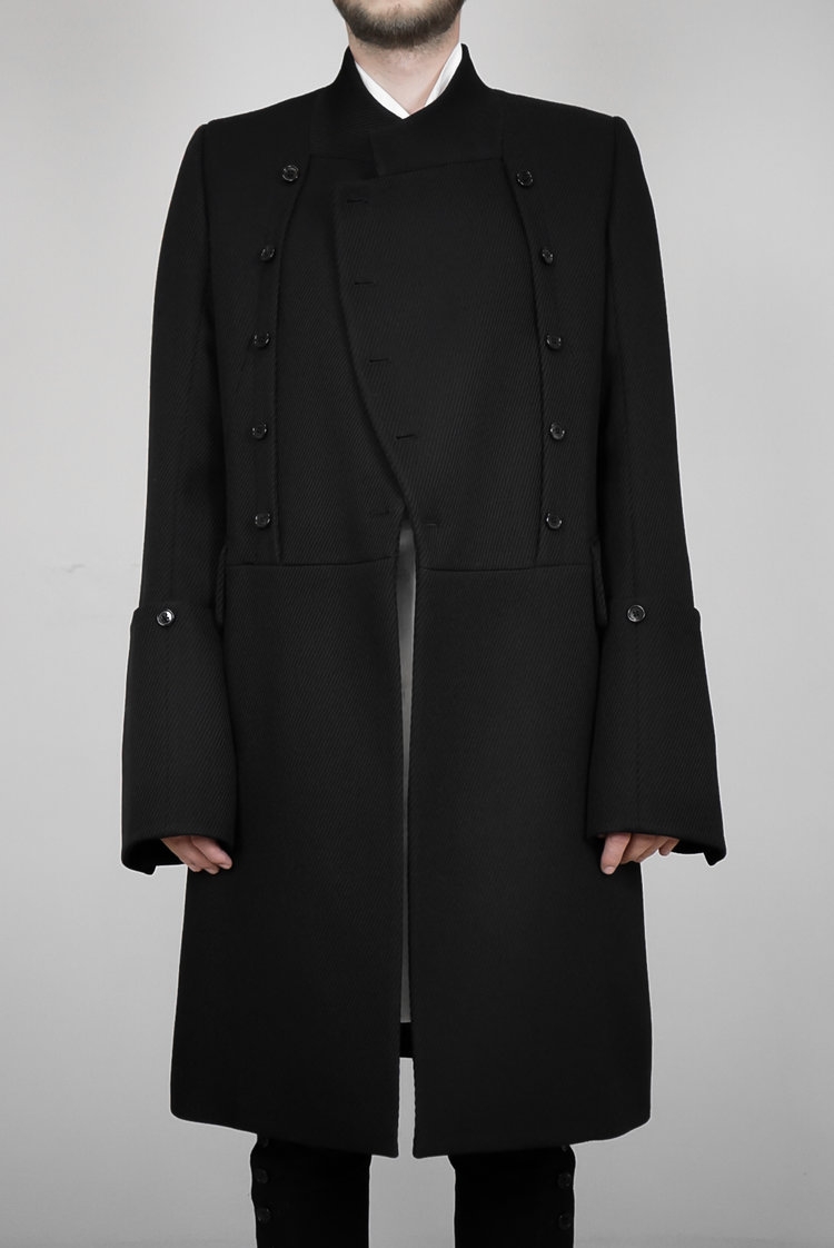 Ann Demeulemeester – Mens – Double-Breasted Coat – Black – Fleecewool – Front button Closing