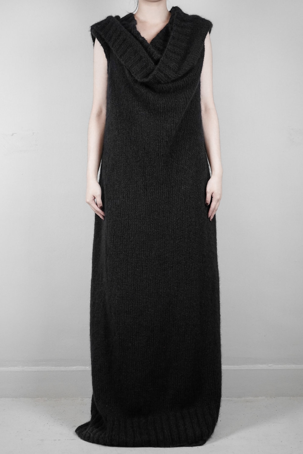 Ann Demeulemeester – Womens – Jumper Dress – Grey – Mohair / Nylon / Wool – Handknitted