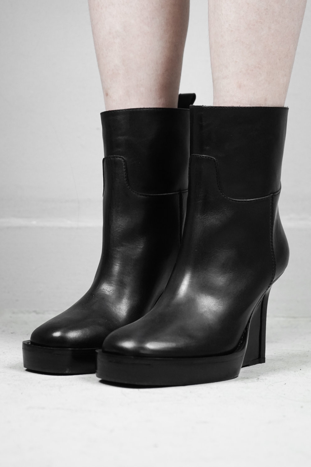 Ann Demeulemeester – Womens – Ankle Boots – Black – Leather – Wedge Heel