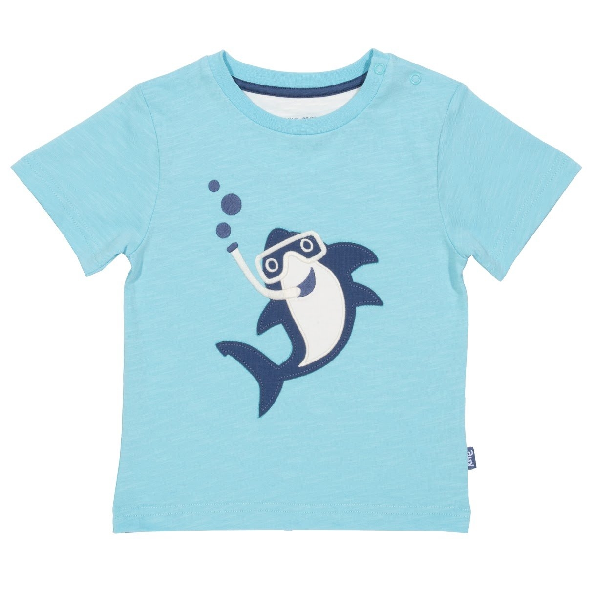Kite Toddler Snorkel Shark Organic Cotton T-shirt – Blue – 12-18 months
