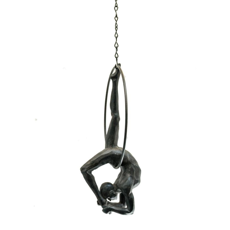 Sculpture Acrobat On A Ring Looking Down – Includes Chain – 22cm x 20cm x 7cm