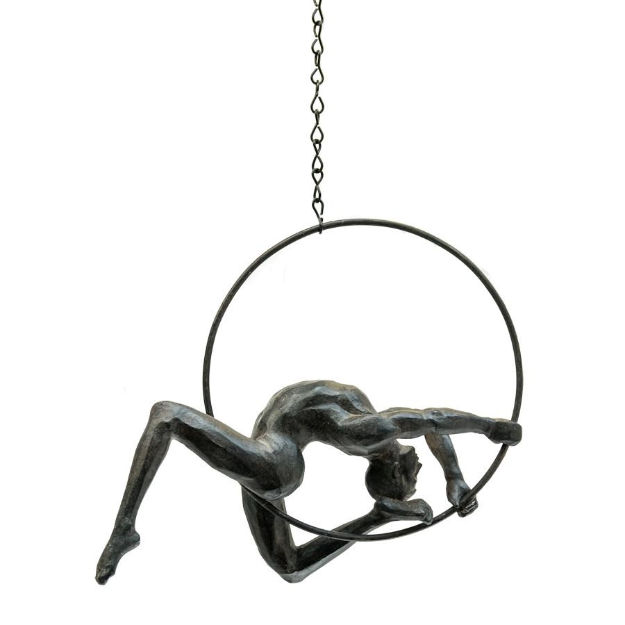 Sculpture Acrobat On A Ring Looking Up – Includes Chain – 22cm x 20cm x 7cm