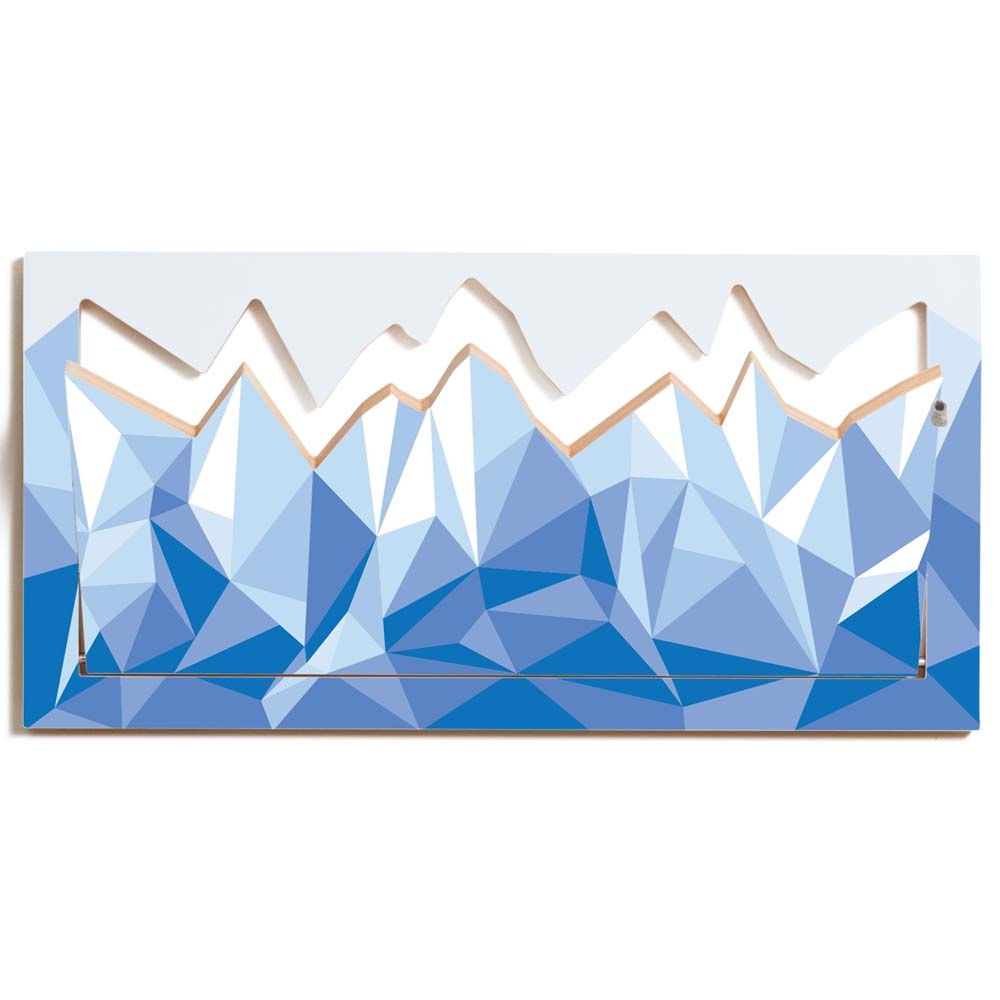Ambivalenz – FlÌ_pps HillhÌ_ng Coat Rack – Iceberg – Blue / Light Blue / White – Birch Plywood / Stainless Steel / Lacquer – 40 x 80 x 21 cm
