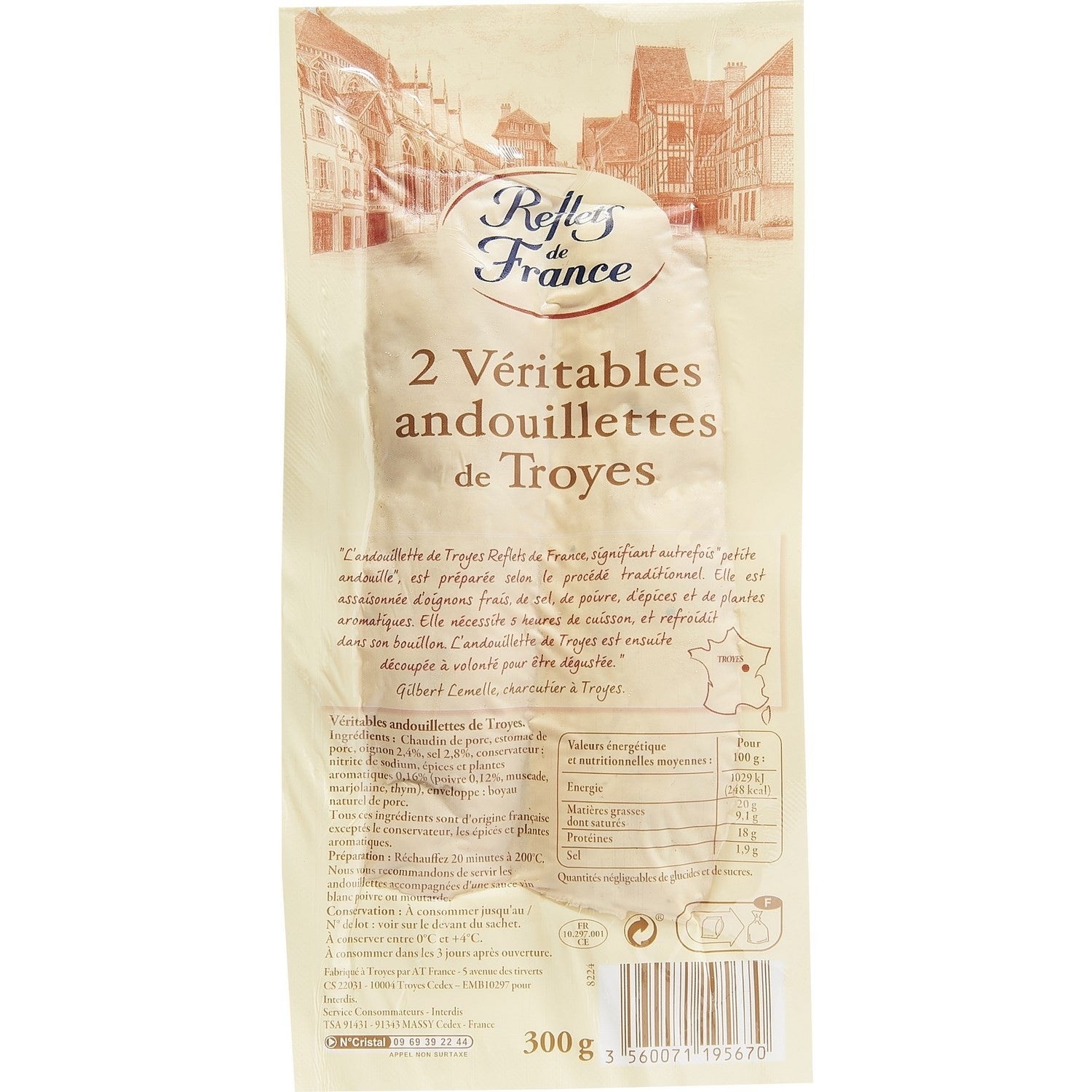 Andouillettes de Troyes a’ grillers x 2Andouillettes de Troyes a’ griller x 2, Andouillettes x 2 – chitterlings for the grill – Reflets de France,
