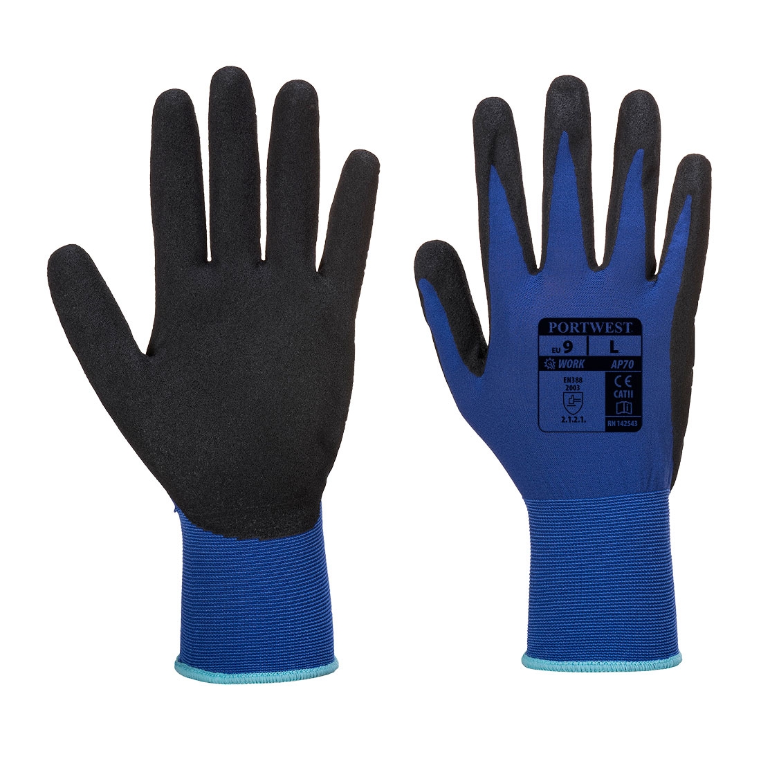 Nero Lite Foam Glove Blue/Black – XL – Work Safety Protective Equipment – Portwest – Regus Supply