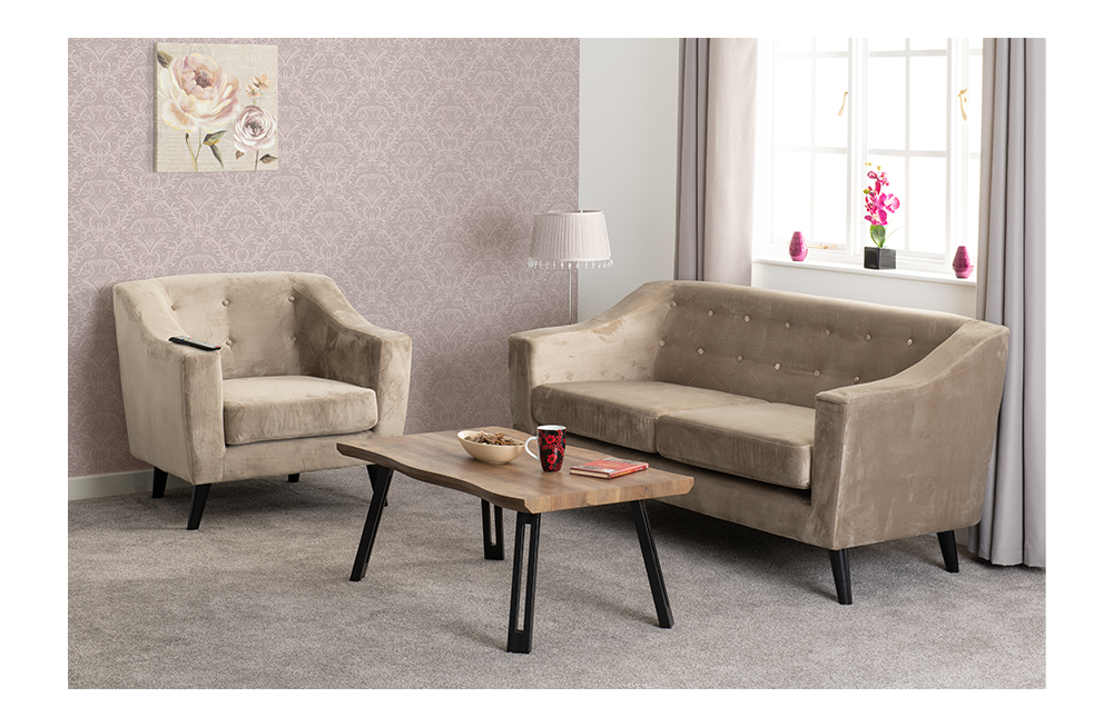 Ashley 1 Seater Sofa Oyster Velvet Fabric – Furnishop