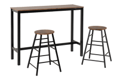 Athens Breakfast Bar Set Acacia Effect/Black – Furnishop