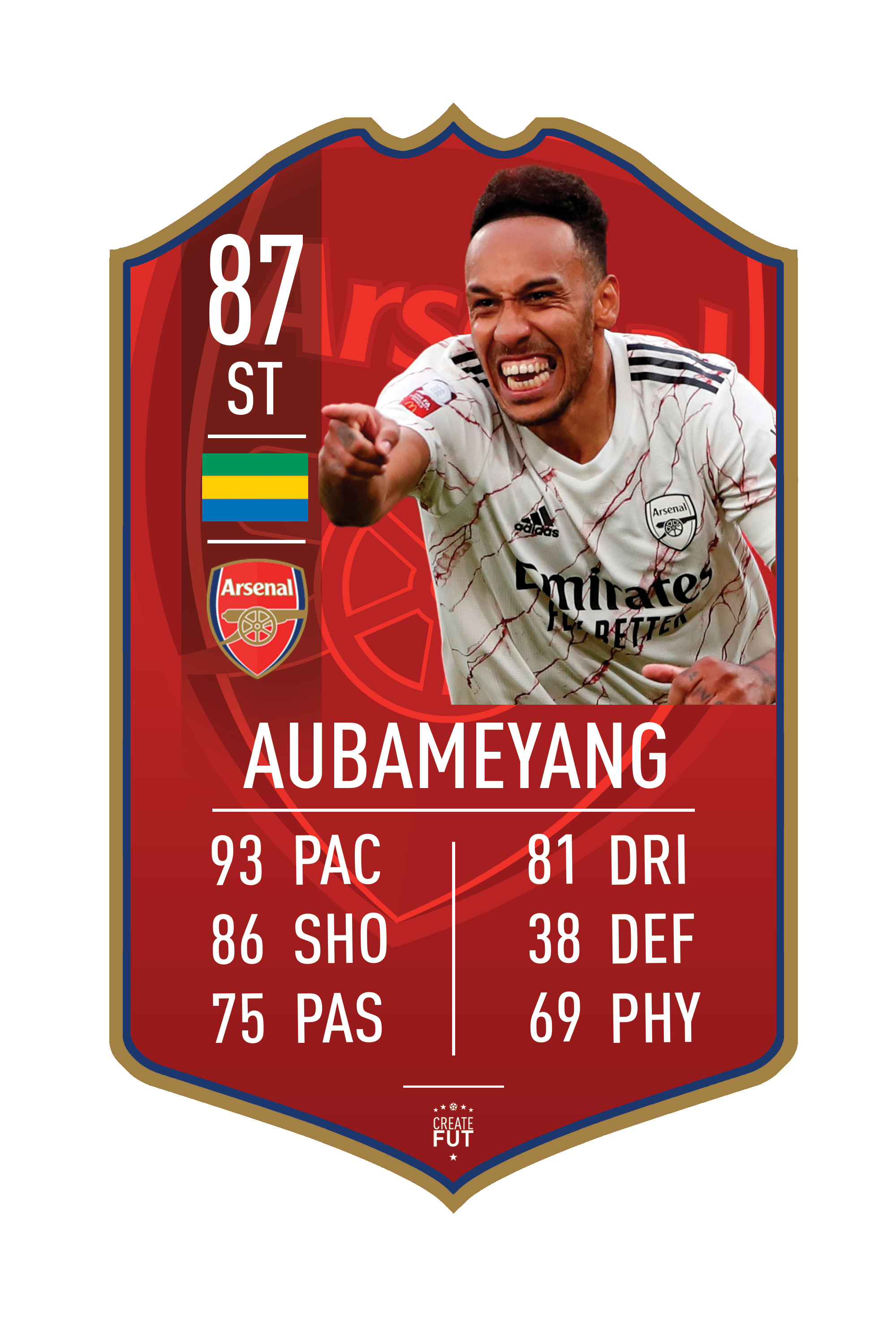 Aubameyang Arsenal pre-made card – A2 | (42cm x 59.4cm) – Fifa Ultimate Team Card – Create FUT